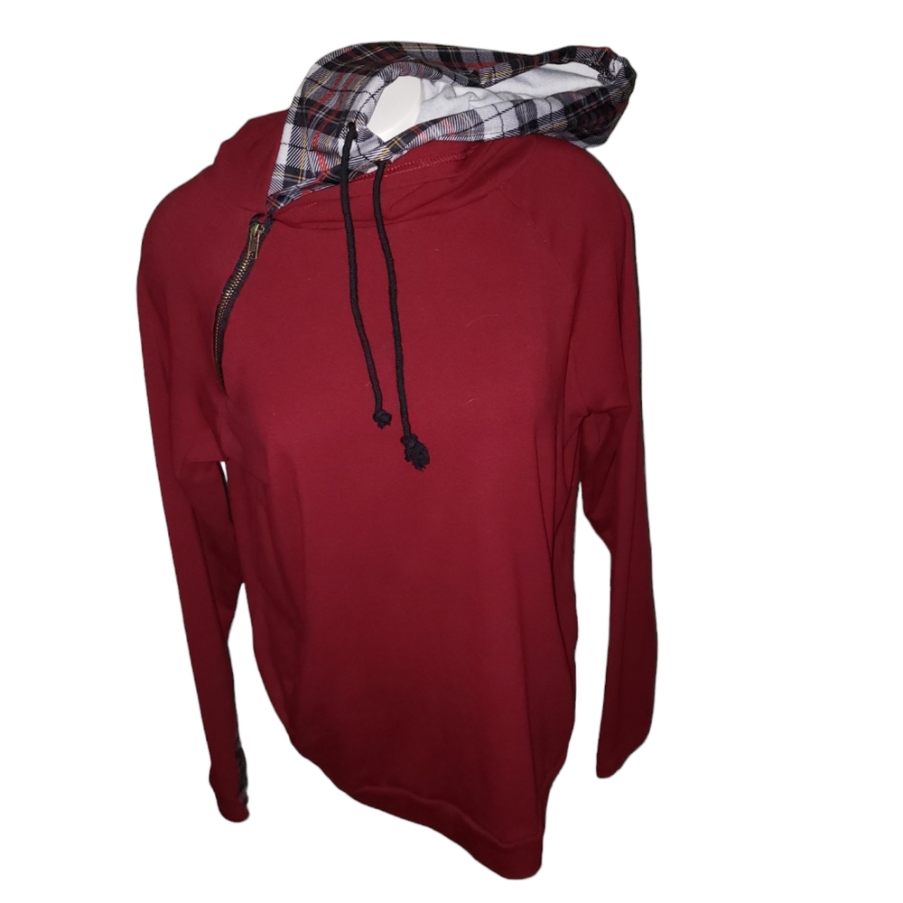Double Hoodie Boutique Only sweatshirt plaid sleeves